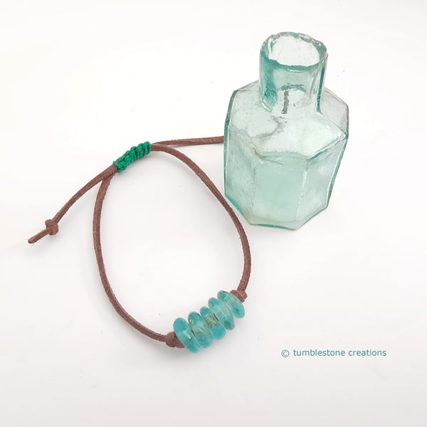 Turquoise Recycled glass bead bracelet