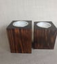 Set of 2 Wooden Tealight Holders - Dark Oak Finish Upcycled Pallet Wood - Image 2