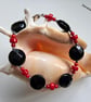 Designer Bamboo Coral & Faceted Black Onyx Sterling Silver Bracelet - Image 8