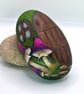 Fairy Door Paperweight with Purple Mushrooms Rock Painting