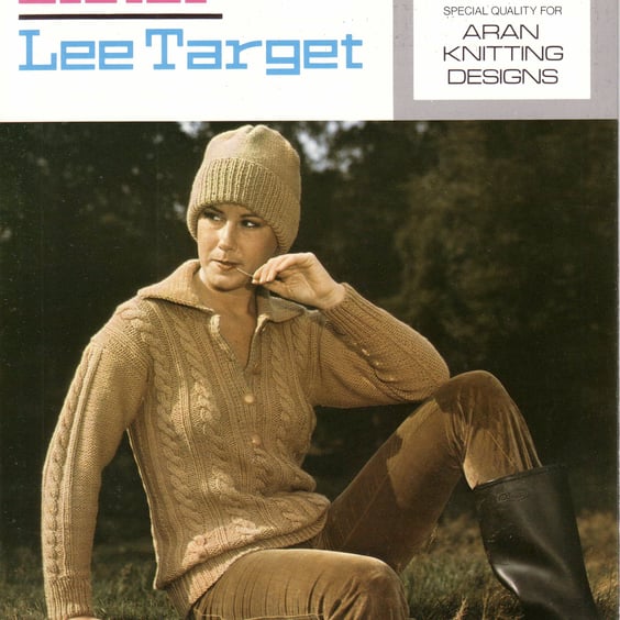Vintage Knitting Pattern K1110: from Lister Lee, Aran Type Cardigan & Hat