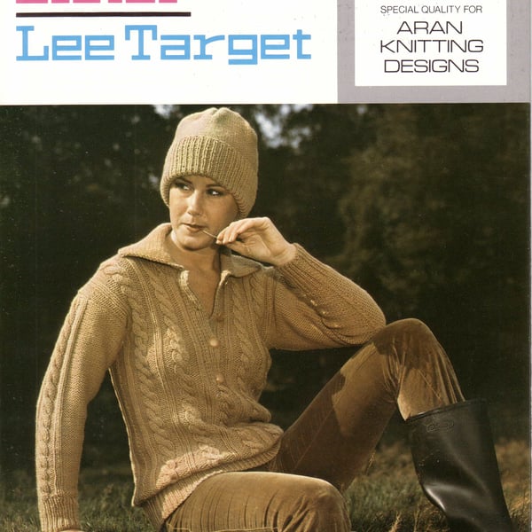 Vintage Knitting Pattern K1110: from Lister Lee, Aran Type Cardigan & Hat