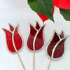 Stained  Glass Lily Tulip Stake Large - Plant Pot Decoration -  Red