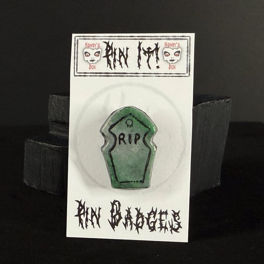 Pin It! Gravestone Cold Porcelain Pin Badge 