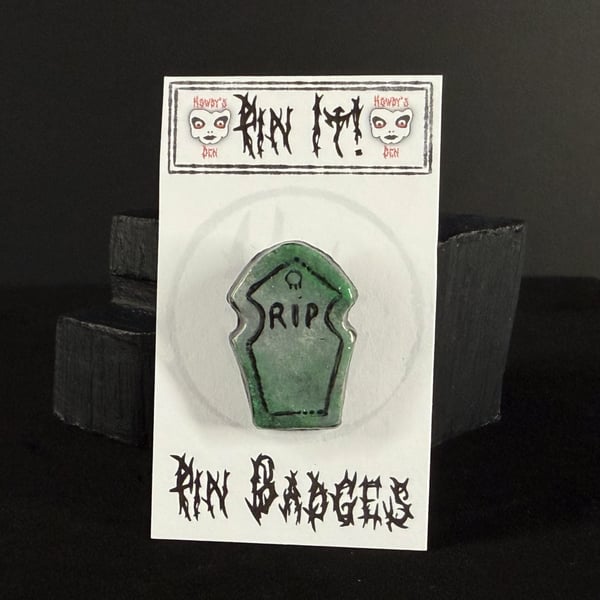 Pin It! Gravestone Cold Porcelain Pin Badge 