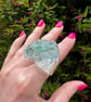 Blue Obsidian Ocean Foam Ring. Resin Band. Size P - Image 3