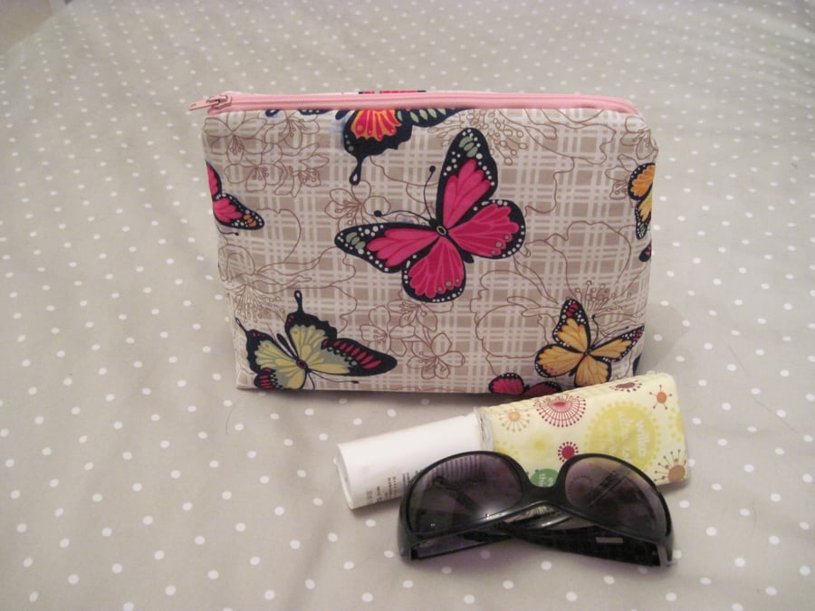 Large 'Butterfly' Print Fabric Cosmetic Case
