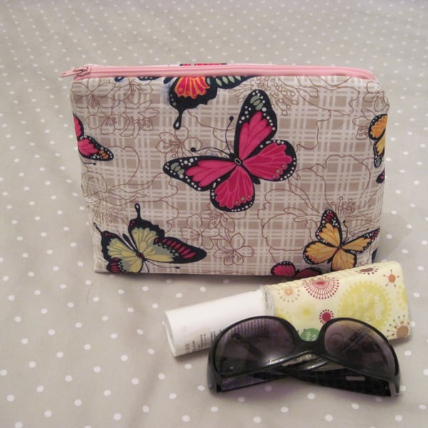Large 'Butterfly' Print Fabric Cosmetic Case