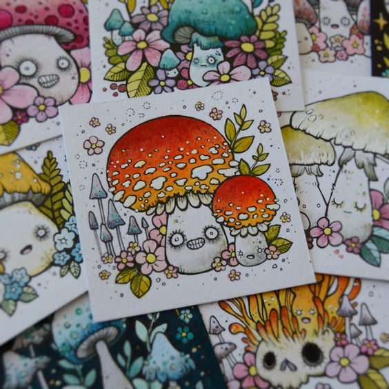 mushroom month - day 3 - original twinchie illustration