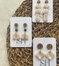 Elegant Neutral Polymer Clay Dangle Earrings with Walnut Studs - Image 5