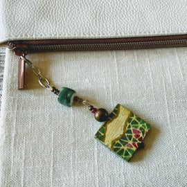 Wood bag charm or keyring