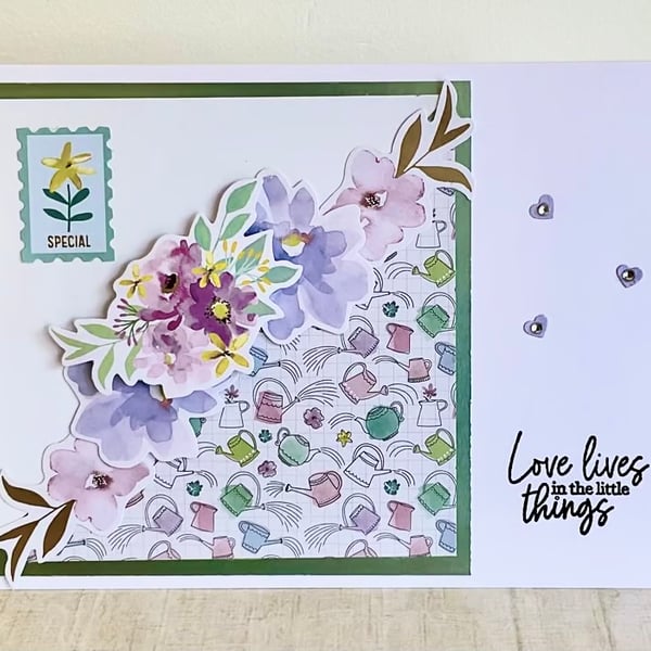 Love lives in the little things greetings card for him or her.