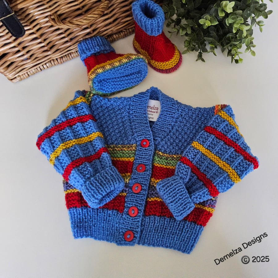 Designer Artisan Baby Cardigan & Booties Set 6-12 months 