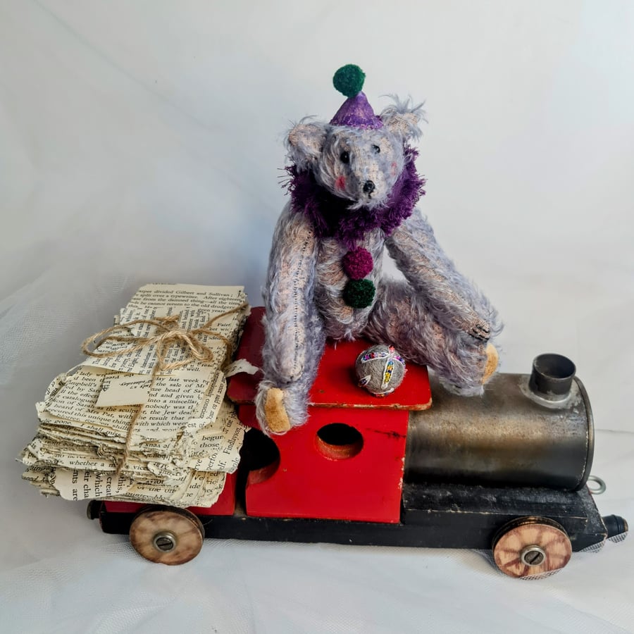 Handmade little clown bear collectable teddy