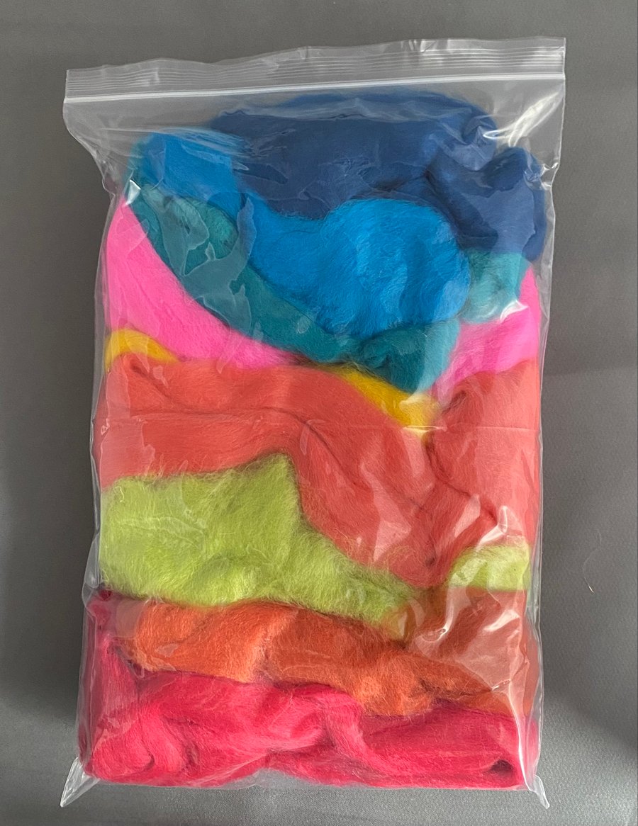  MASTER 100g Wool Fibre Pack -  bright rainbow