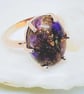Large Amethyst Rose Gold Plated Silver Ring Size P-Q With Copper Inclusions - Image 4