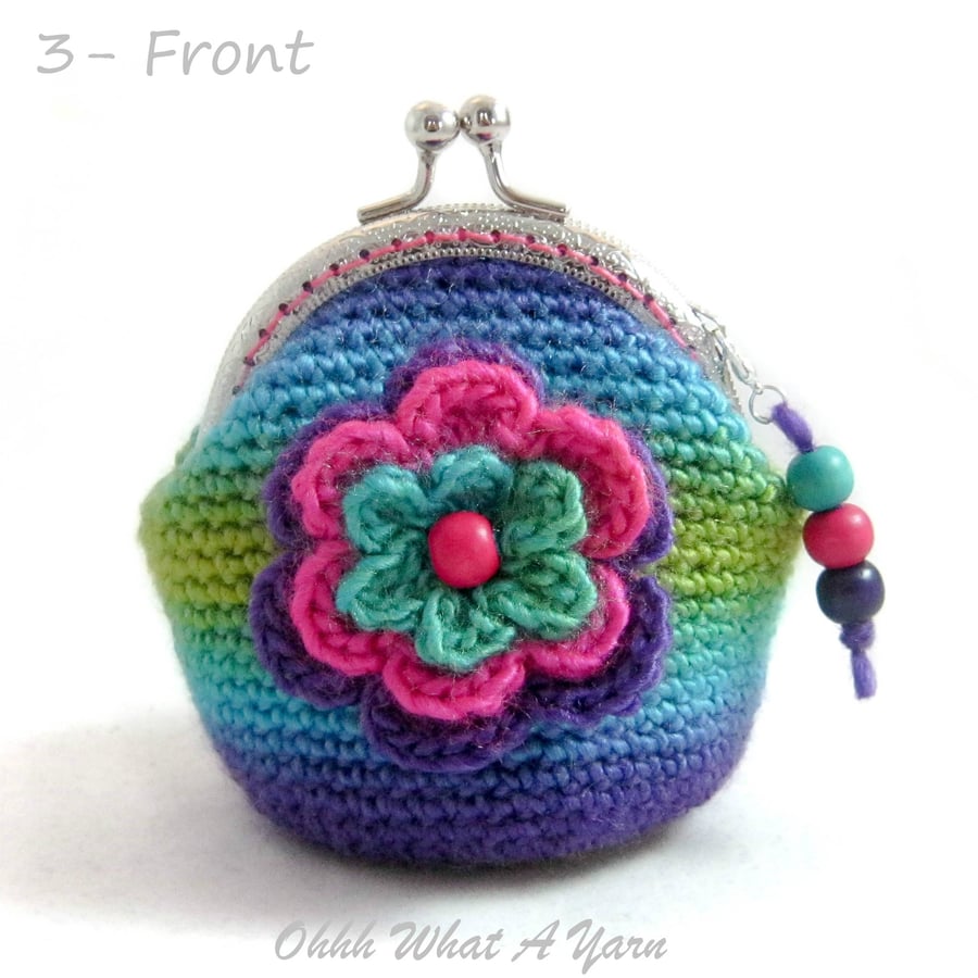 Colourful boho crochet coin purse