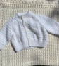 Newborn white textured cardigan