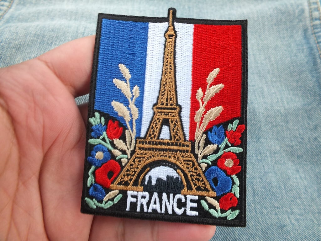 Paris Eiffel Tower Embroidered Patch Iron On Sew On Badge Vacation Keepsake