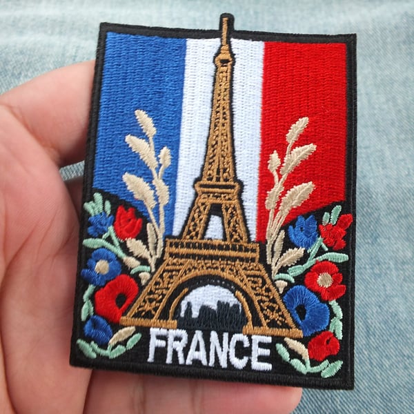 Paris Eiffel Tower Embroidered Patch Iron On Sew On Badge Vacation Keepsake