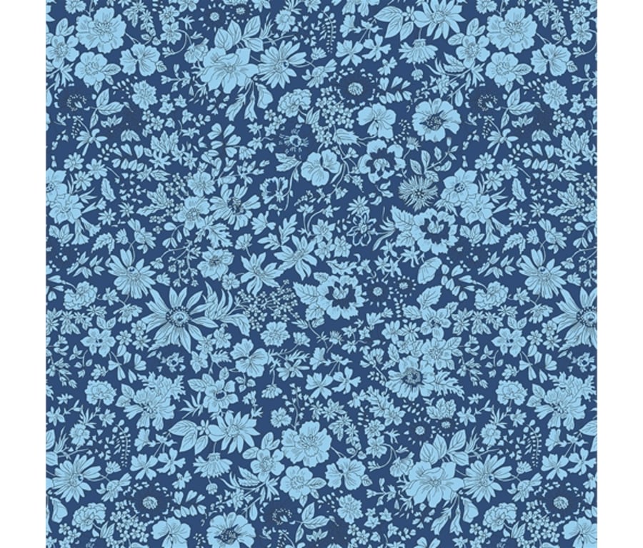 Liberty Cotton Fabric - Midnight Garden - Emily Silhouette in Dark Blue