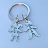 Hand Stamped personalised Boy Girl figure silhouette name keyring