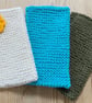 3 Reusable Cotton Cloths. Hand Knitted Cloth. Washcloth. Facecloth. Flannel.