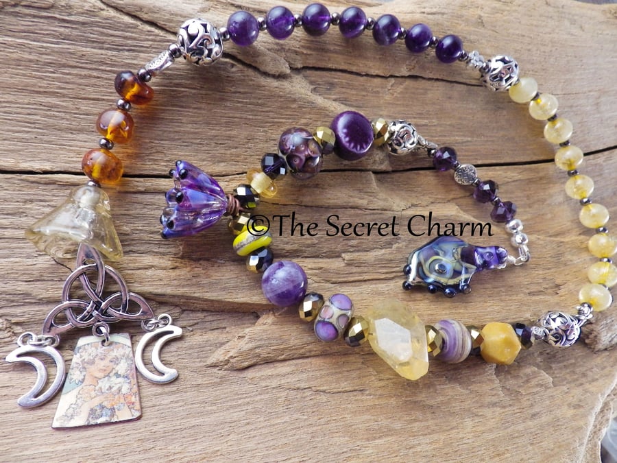 Norse Goddess Freya Prayer Beads, Pagan Rosary, Meditation Mala Beads