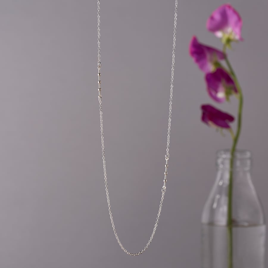 Simple minimalist silver necklace - Long silver chain - Plain delicate necklace