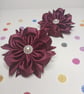 Maroon Satin Ribbon Flower Hair Accessory– Handmade Elastic Hairband