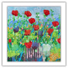 Original wildflower painting - acrylics - ready to hang - red poppies - impasto