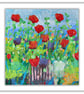Original wildflower painting - acrylics - ready to hang - red poppies - impasto