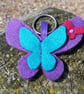 Purple Felt Butterfly Key Ring - Image 1