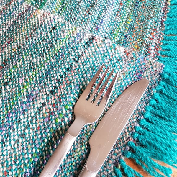 Hand Woven Placemats - Turquoise - Set of 2