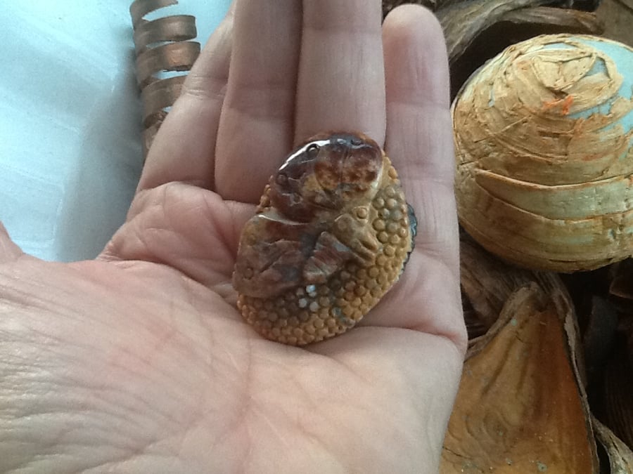 Prestige Jasper Double Sided Carved Gemstone Pendant Bead.