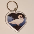 Beautiful British Swan Heart Shaped Keyring