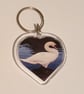 Beautiful British Swan Heart Shaped Keyring