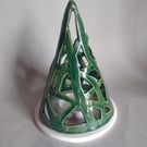 Ceramic hand made quirky green christmas tree lantern or tealight