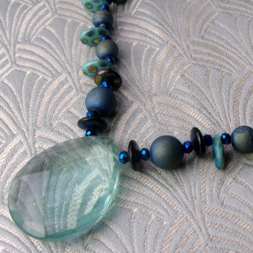 Blue Necklace, Blue Pendant Necklace, Blue Gemstone Necklace BB93