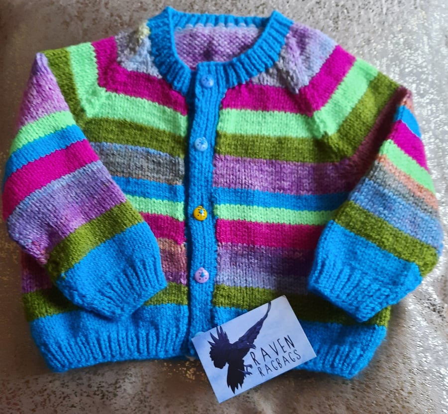 Rainbow striped toddler cardigan 