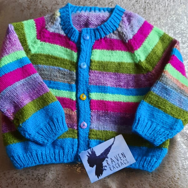 Rainbow striped toddler cardigan 