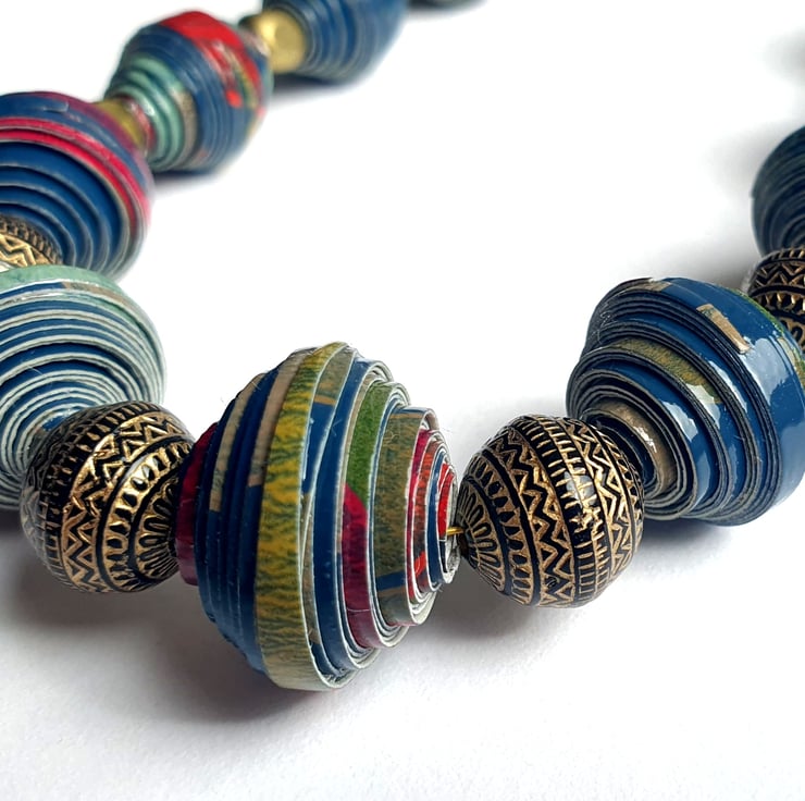 Multicoloured paper beaded necklace inspired by... - Folksy