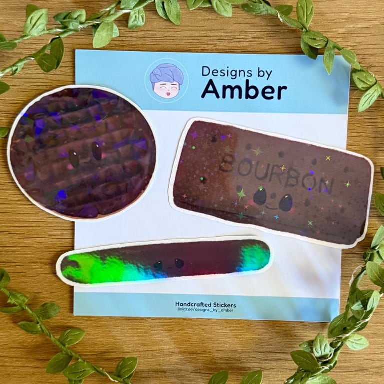 Chocolate Biscuit Sticker Set - Bourbon Digestive Chocolate Finger Holographic