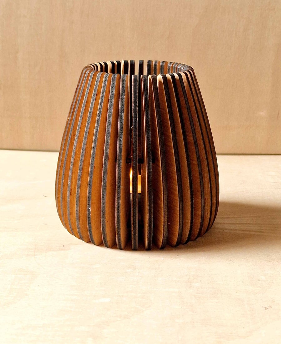 Laser Cut Wooden Tealight Holder, Handmade Plywood Lantern, Hygge Home Décor
