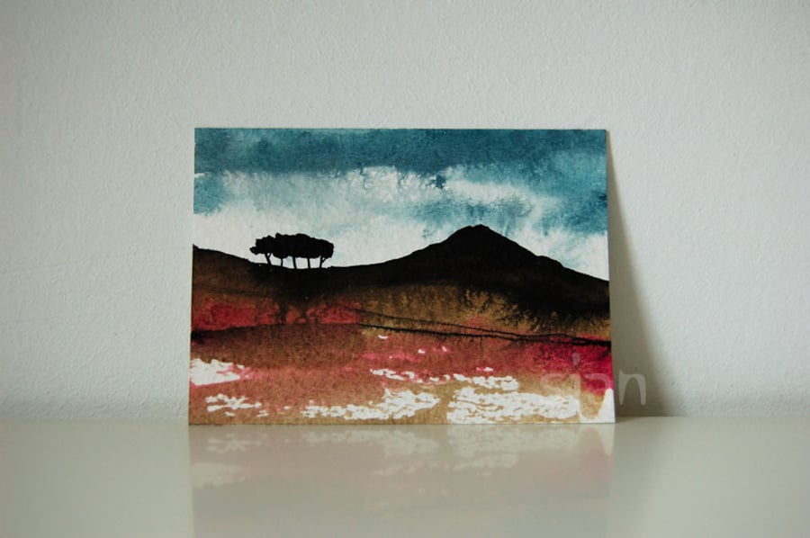 Landscape with trees - Original ACEO