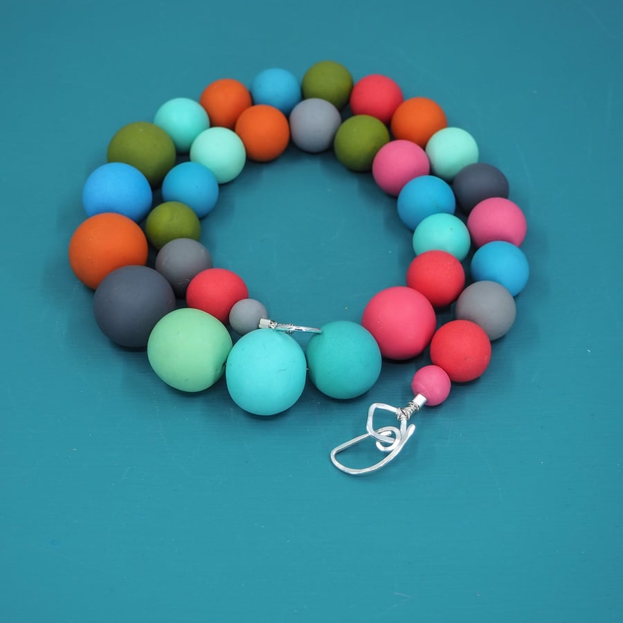Bright, Bold and Colour Graduated Bead Necklace 