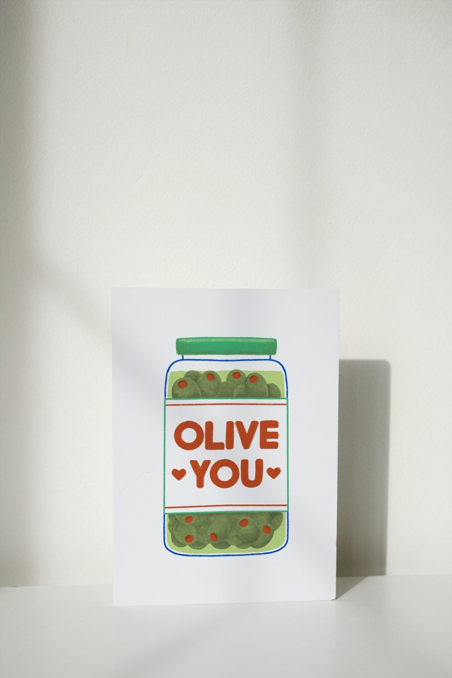 Olive You Funny Valentines Anniversary Love A6 Size Greeting Card