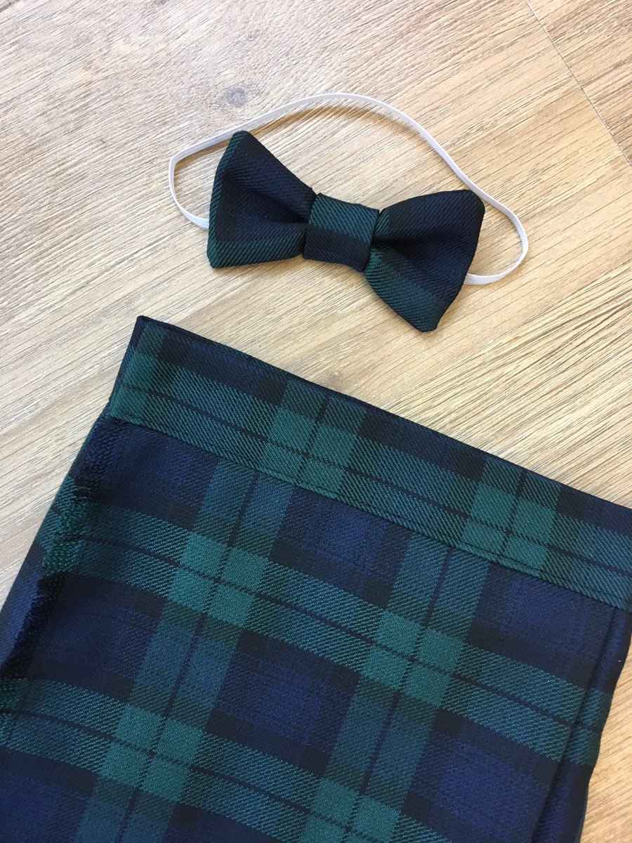 Black Watch Tartan Kilt and Bow Tie for babies , children