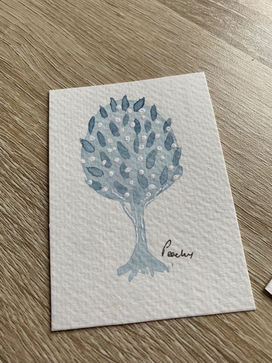 ACEO  Original Abstract Watercolour Miniature "White Berry Tree 1"