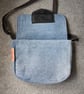 Satchel style preloved denim handbag cut from Levi denim jeans.Leather tab.  - Image 5